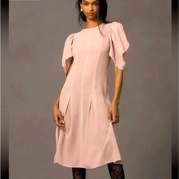 New! Anthropology, modern sheer midi dress Violet ice, size 00‎ - Picture 1 of 16